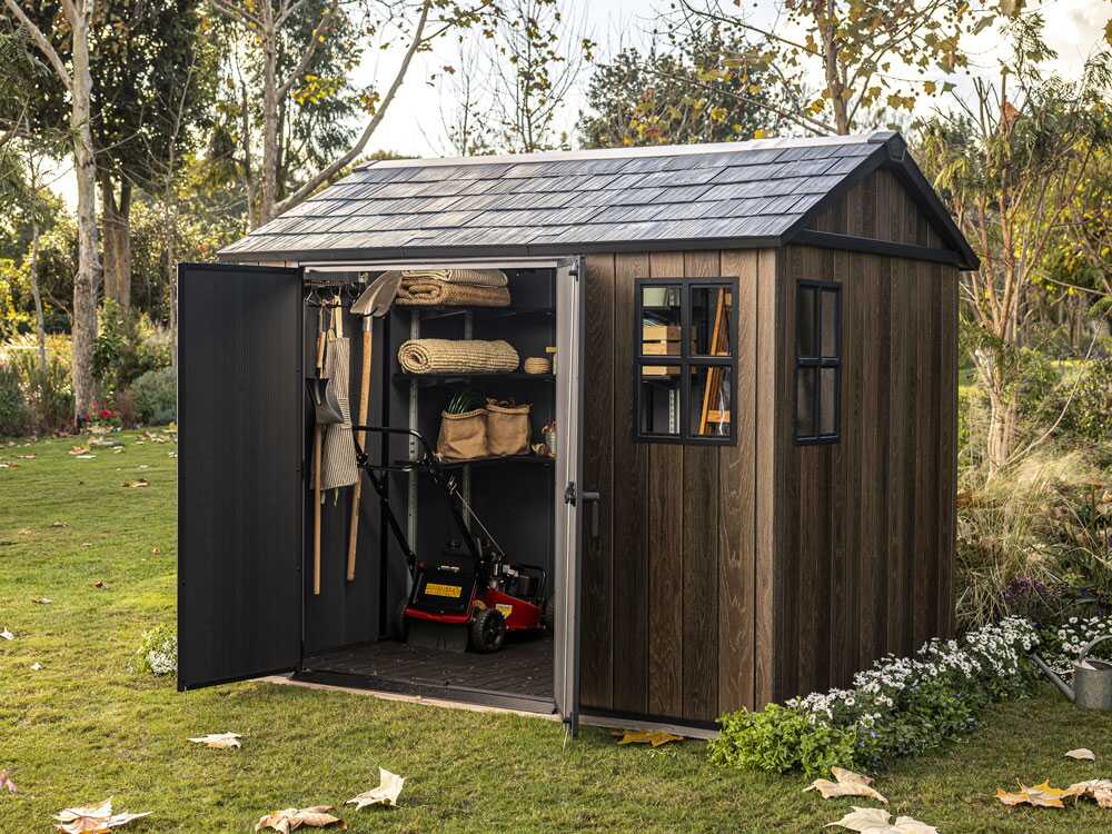 Caseta cobertizo resina jardin signature apex 759/975 keter puerta lateral