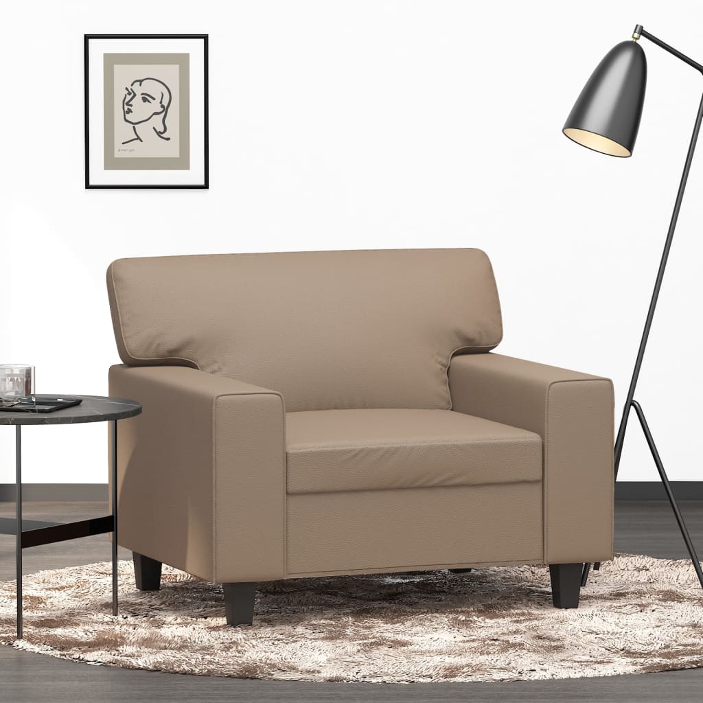 Sillón cuero sintético color capuchino 60 cm qweo5910