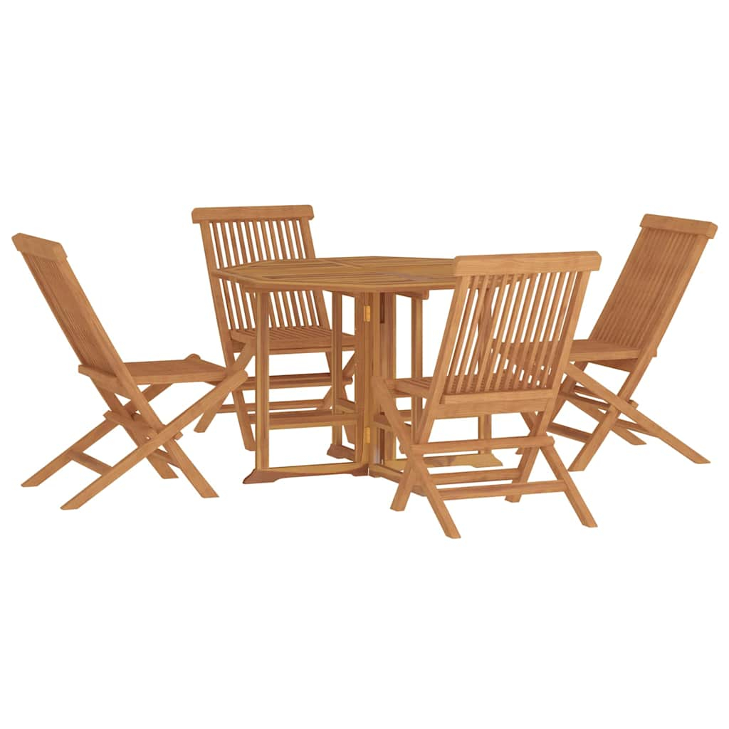 vidaXL set de comedor de jardín plegable 5 pzas madera maciza de teca