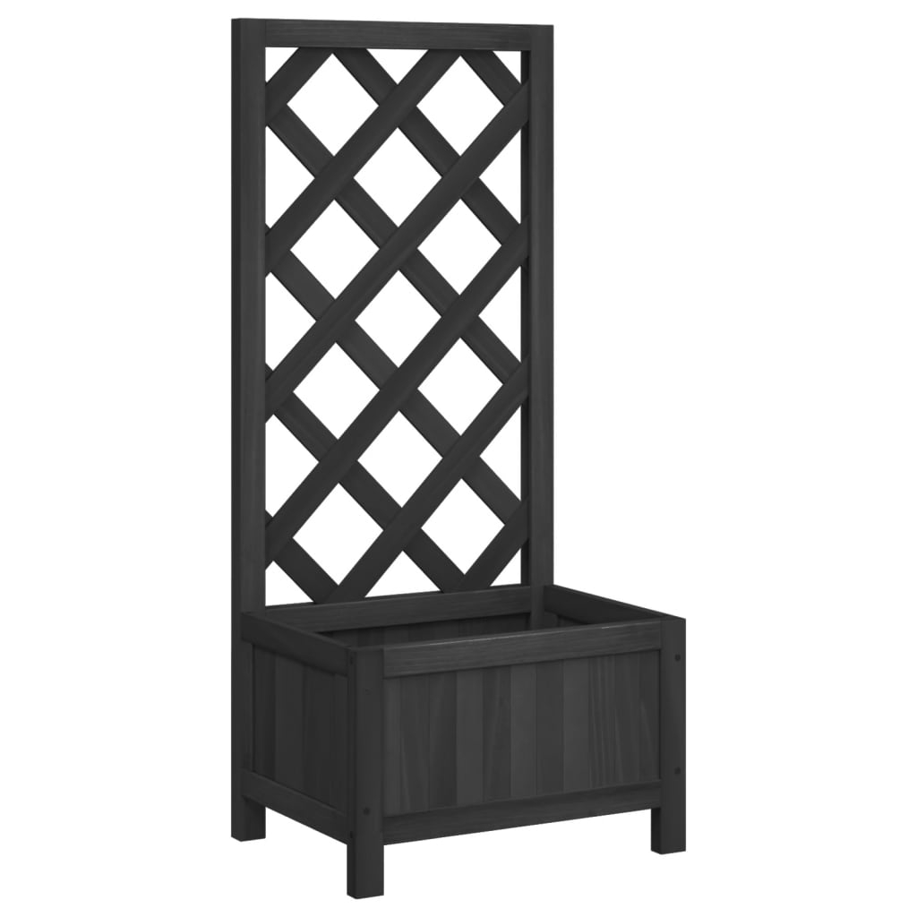vidaXL jardinera enrejada madera maciza de abeto negra