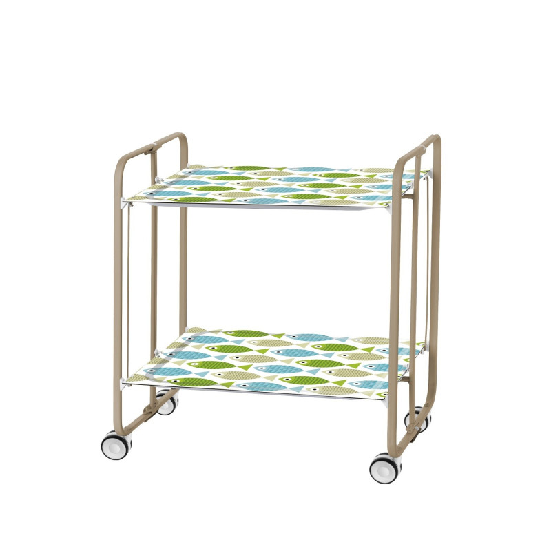 Carrito auxiliar con ruedas bauhaus armazón metálico color arena,2 bandejas