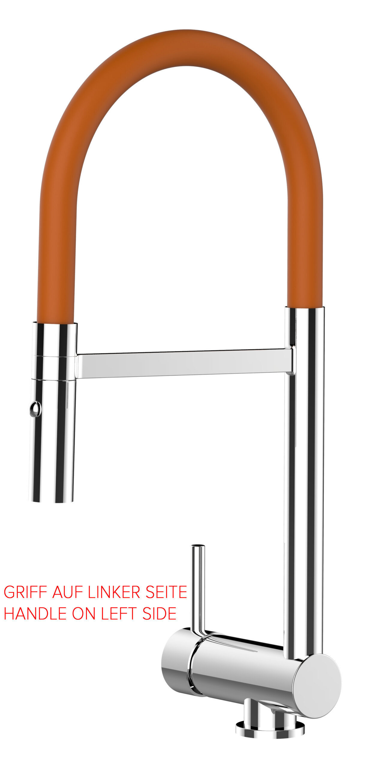 Grifo cocina abatible 6cm cromado naranja ducha 2chorros mando a izquierda
