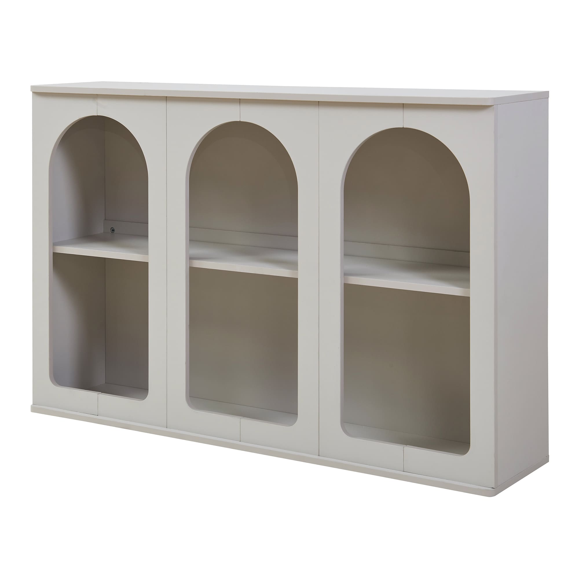Aparador trorhun diseño arqueado de 2 niveles 120x30x80cm - gris [en.casa]