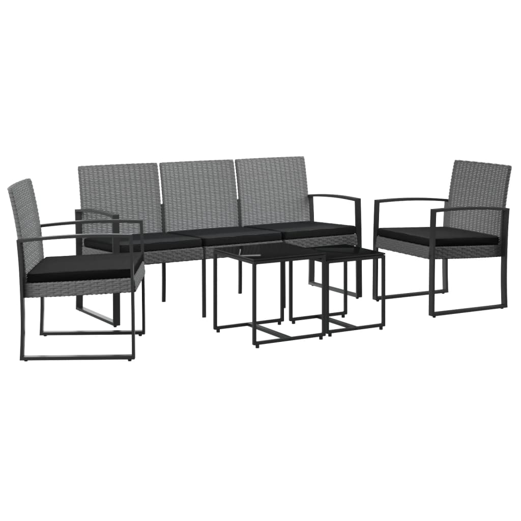 vidaXL set comedor jardín 5 pzas cojines pp aspecto ratán gris oscuro