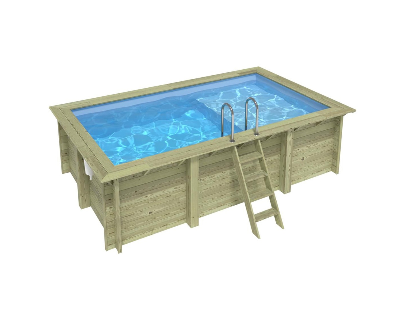 Piscina de madera aqua 4.65x2.85 - h.1.24 m con playa, azul, con vigas l