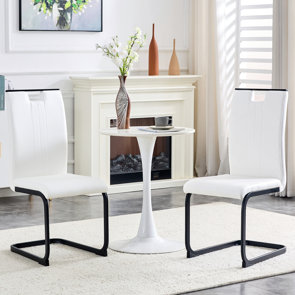 Silla de comedor pu blanca set de 2 diseño curvo