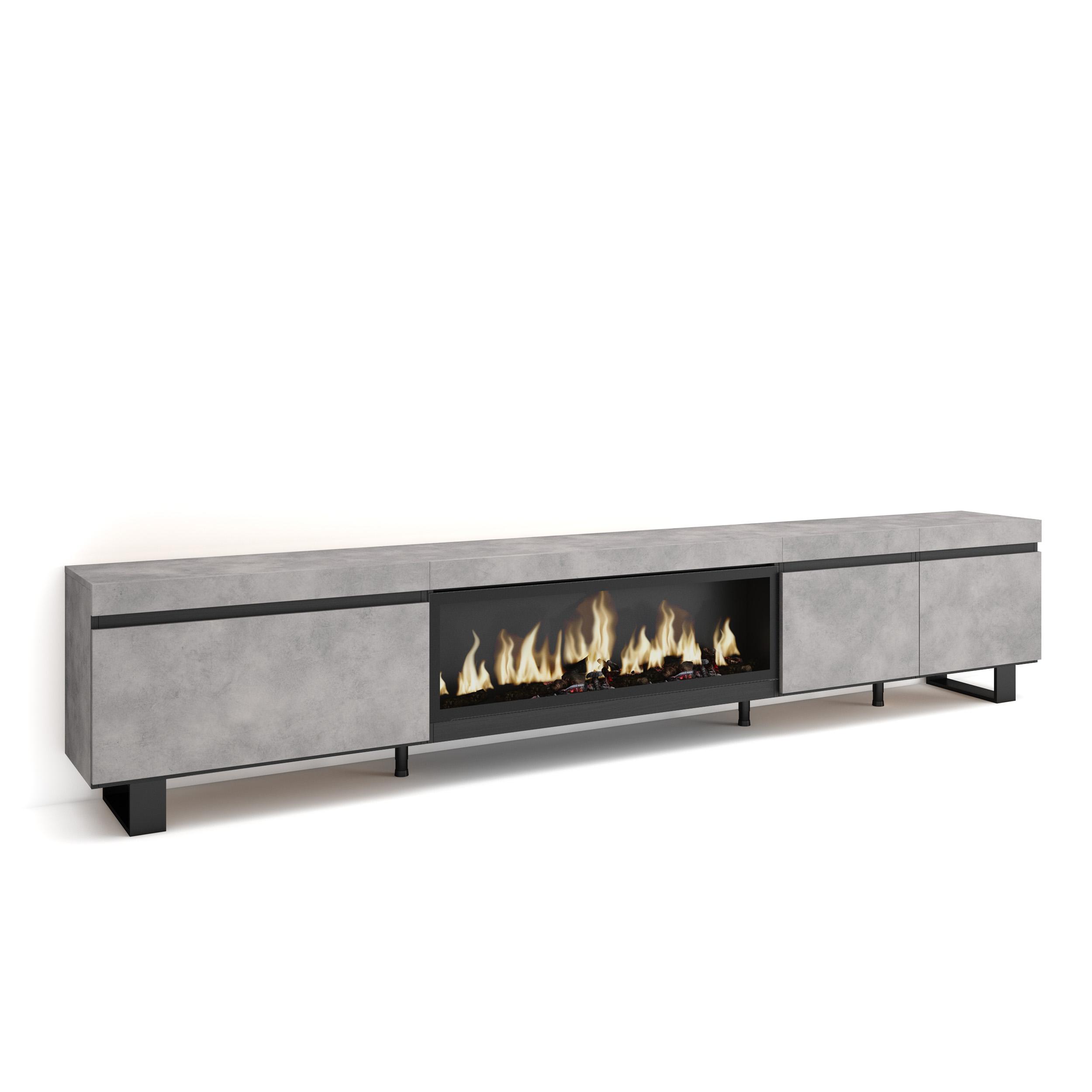 Mueble tv, 288x35x57cm, chimenea eléctrica xxl, rf3618