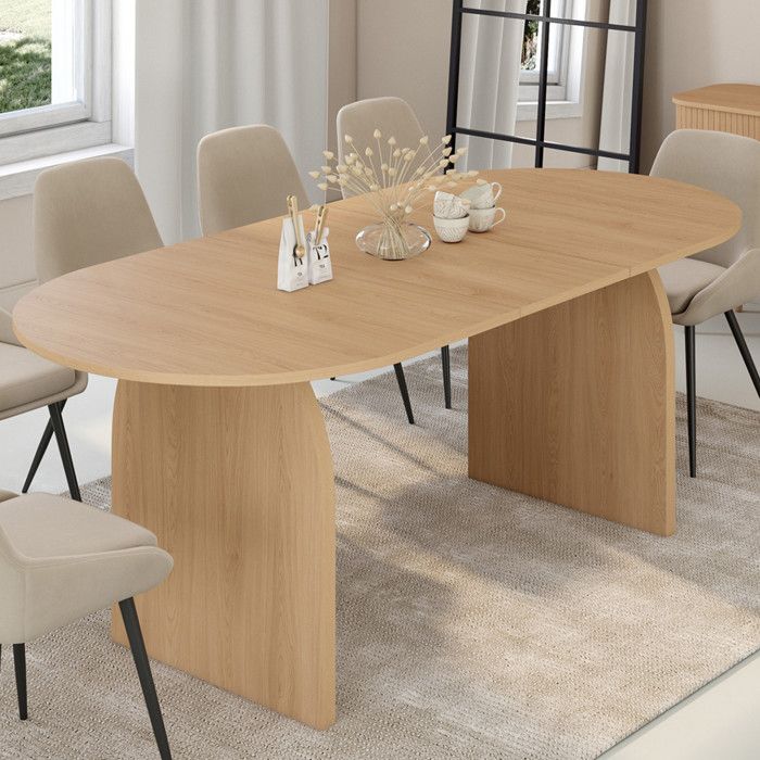 Mesa de comedor ovalada extensible de madera 160-200 cm