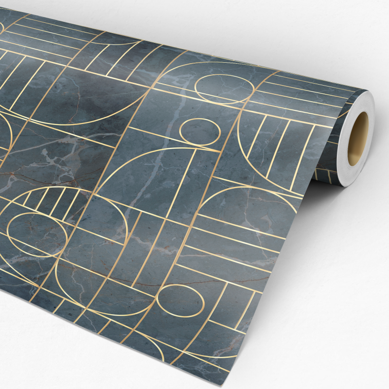 Papel pintado geométrico luxury marmol azul 60cm por 300cm