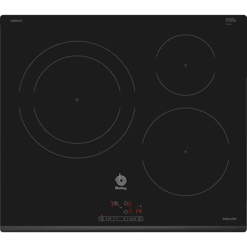 Placa de inducción balay 3eb865fr 60 cm 3 zonas negra
