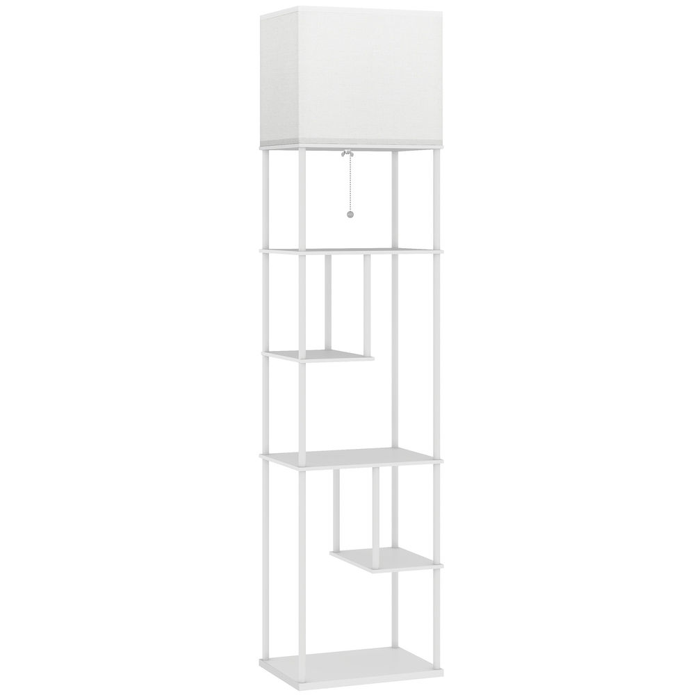 Lámpara de pie 40x29x171 cm mdf, metal color blanco Homcom