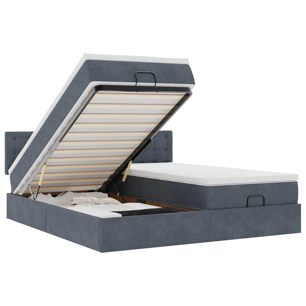 vidaXL estructura cama otomana colchones terciopelo gris oscuro