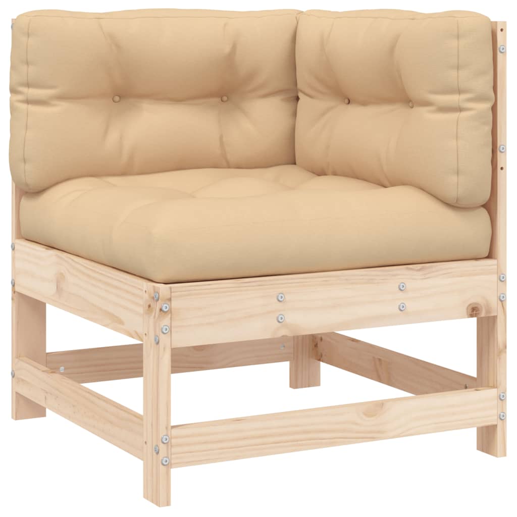 vidaXL sofá esquinero con cojines madera maciza de pino