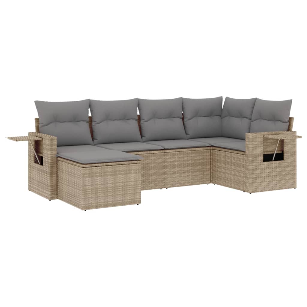 vidaXL juego de sofás jardín con cojines 6 pzas ratán sintético beige