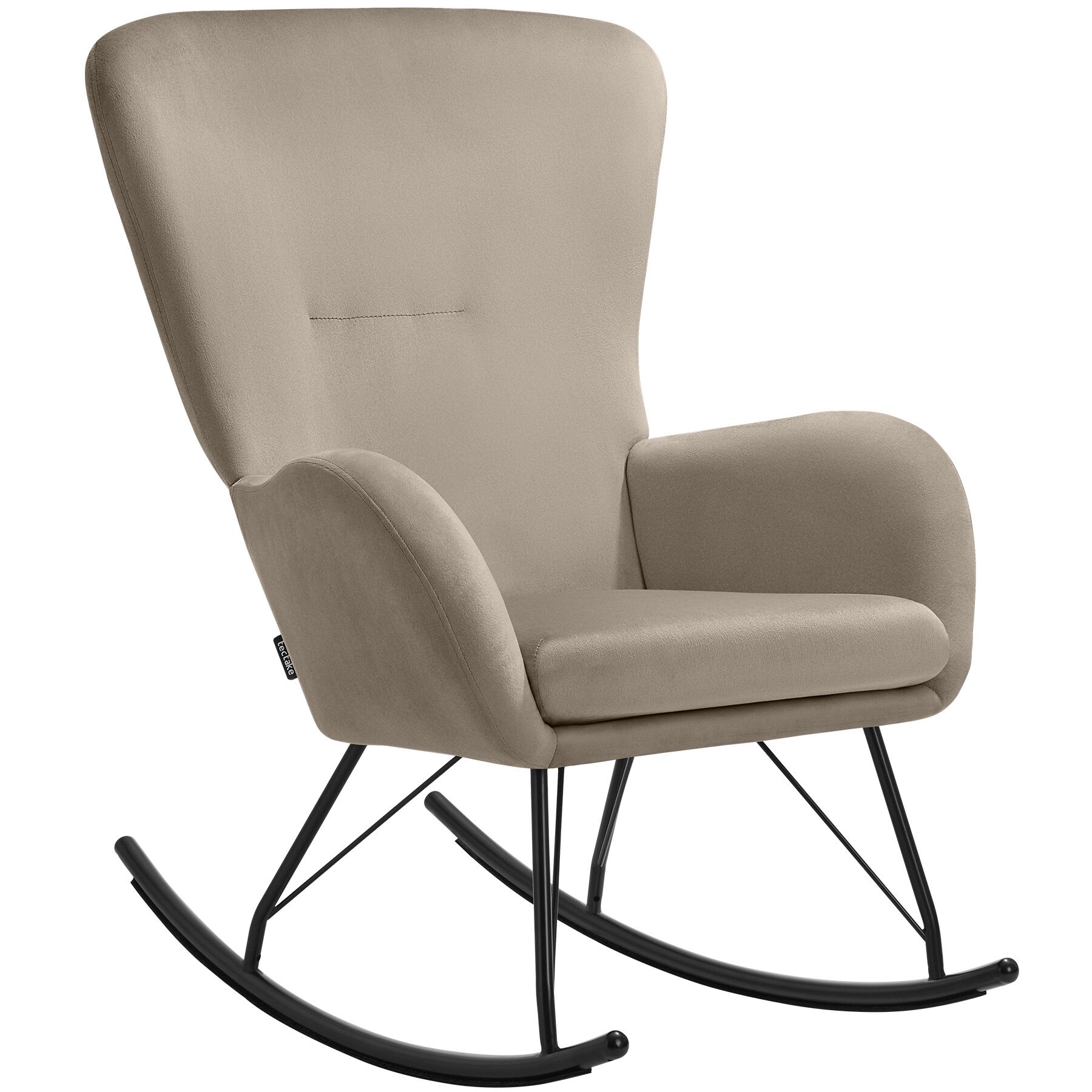 Mecedora swing con patines de acero y acolchado grueso, beige