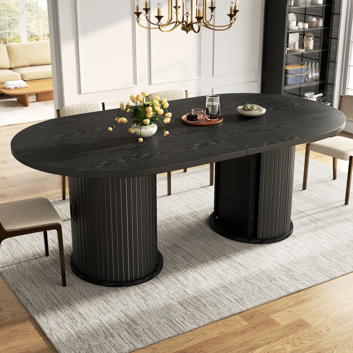 Mesa de comedor extensible negra mdf 75x189.7x80cm