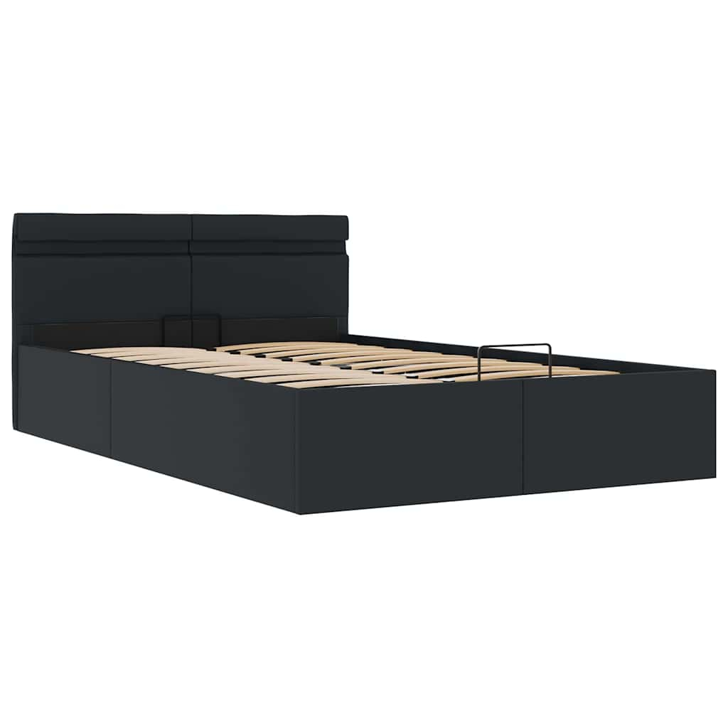 vidaXL cama hidráulica almacenaje LED sin colchón negro 120x200 cm