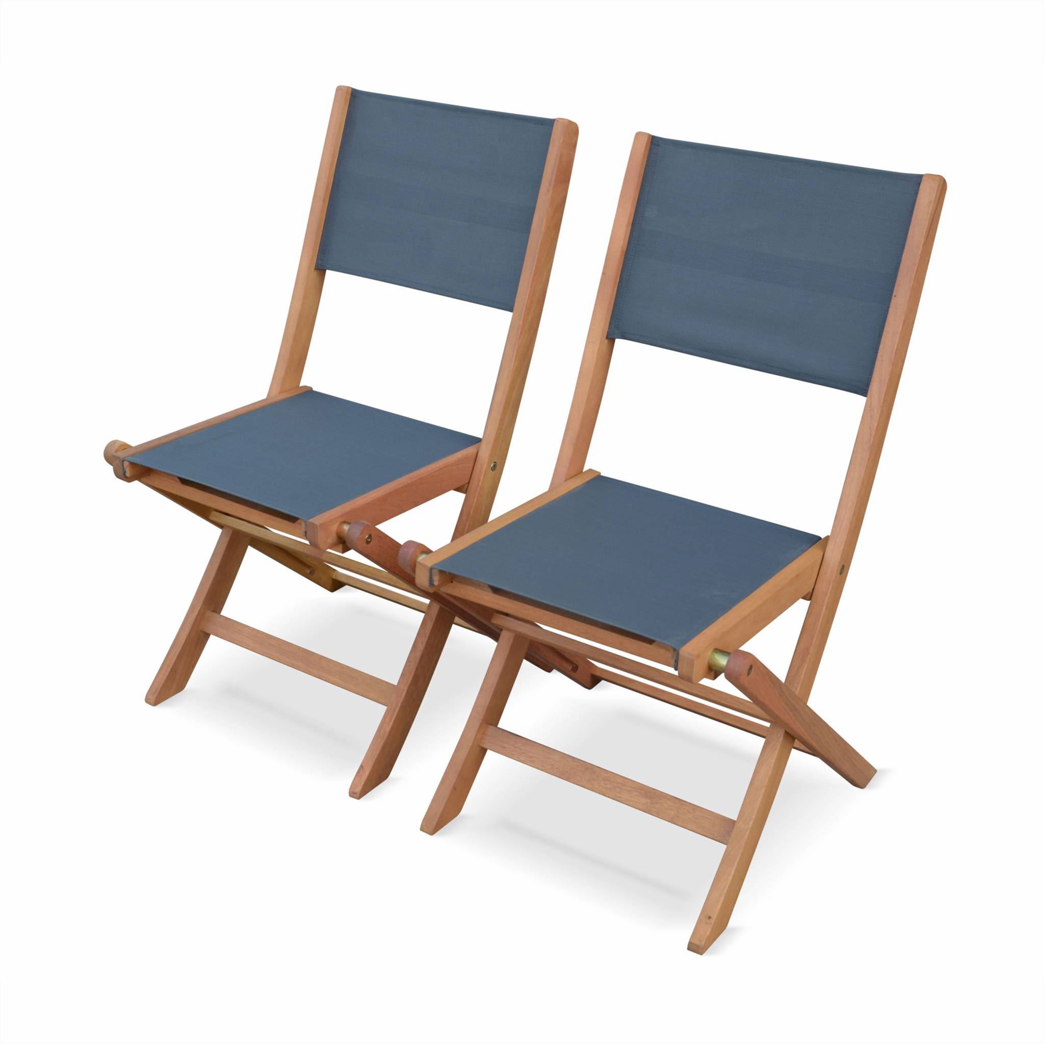 Silla de jardín plegable de madera de eucalipto, set de 2 antracita