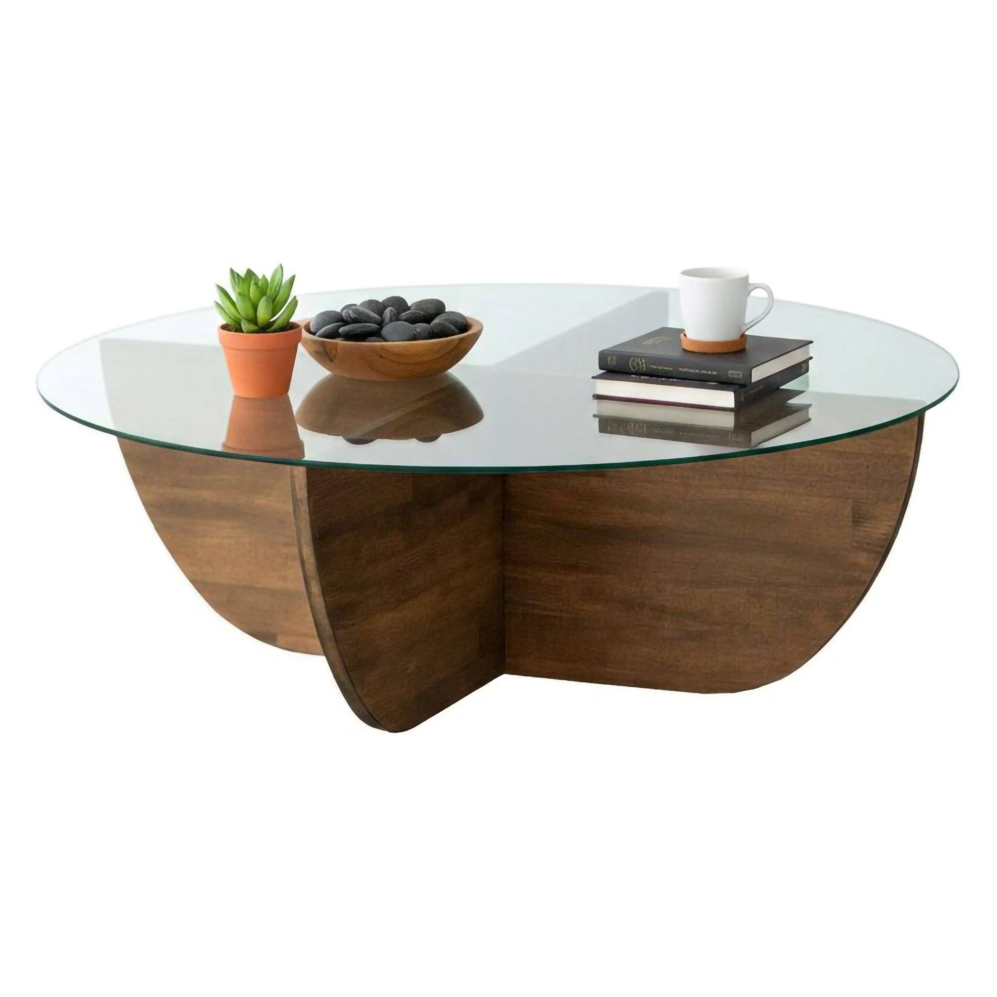 Mesa de centro jolanda, redonda, madera maciza 90x90x30h cm