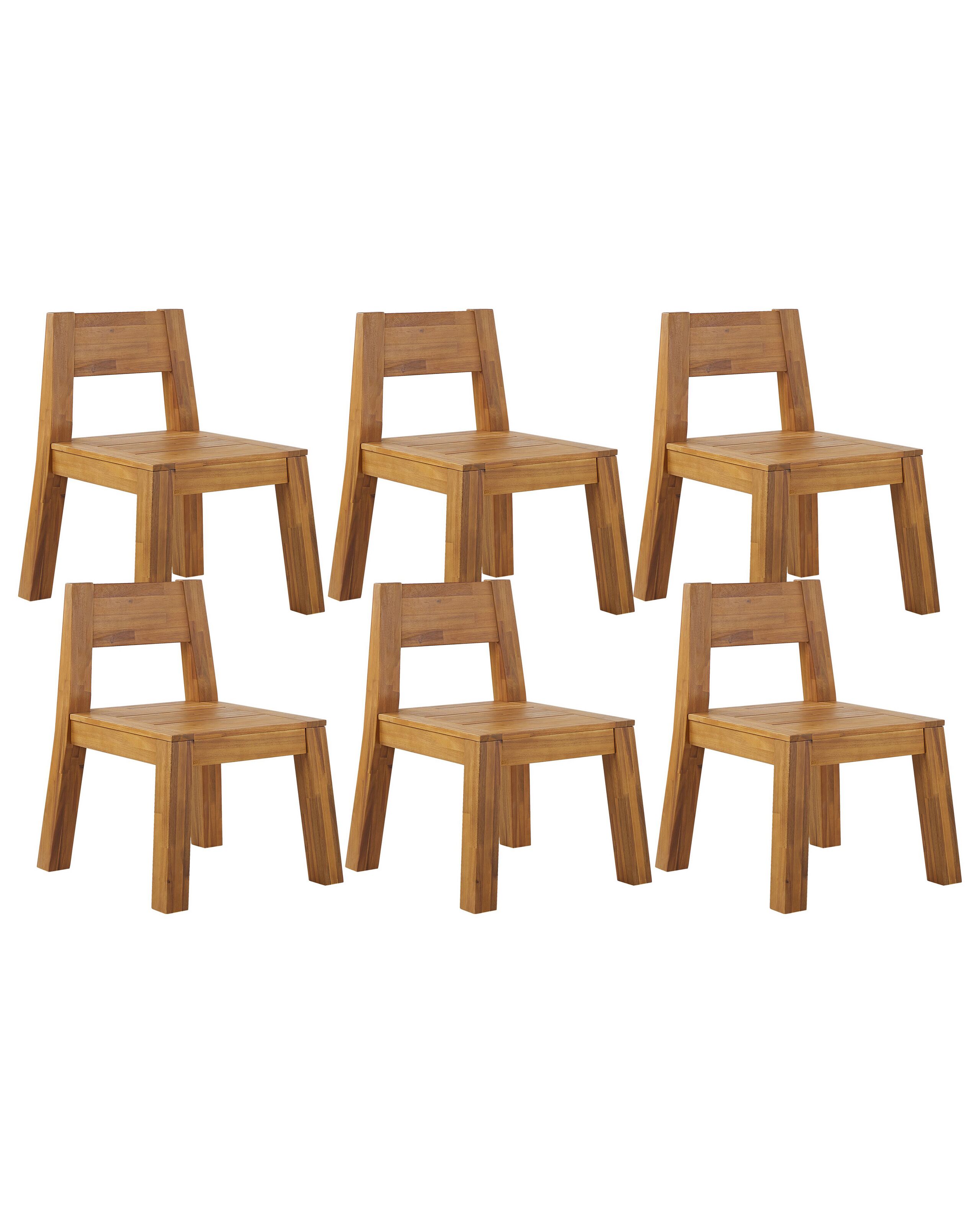 Conjunto de 6 sillas de jardín livorno madera de acacia marrón