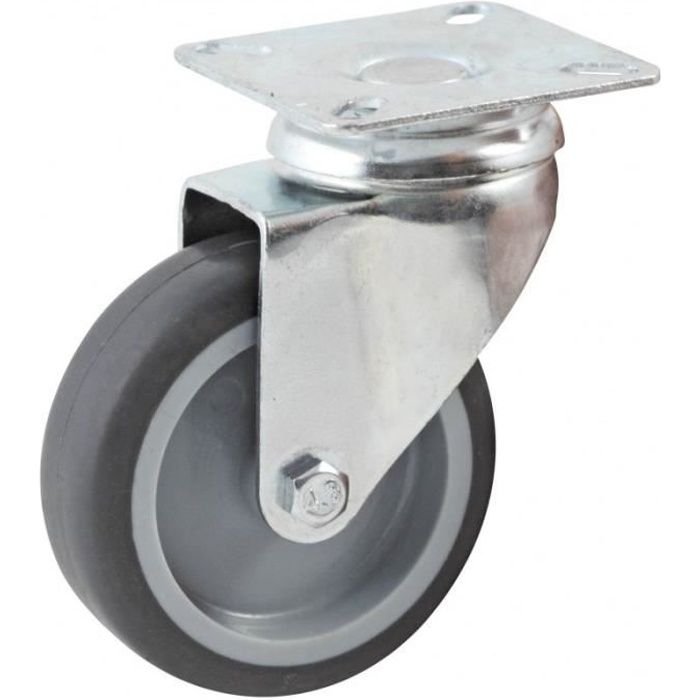 Rueda giratoria con placa rectangular avl - rueda de goma ø 75 mm - agujero