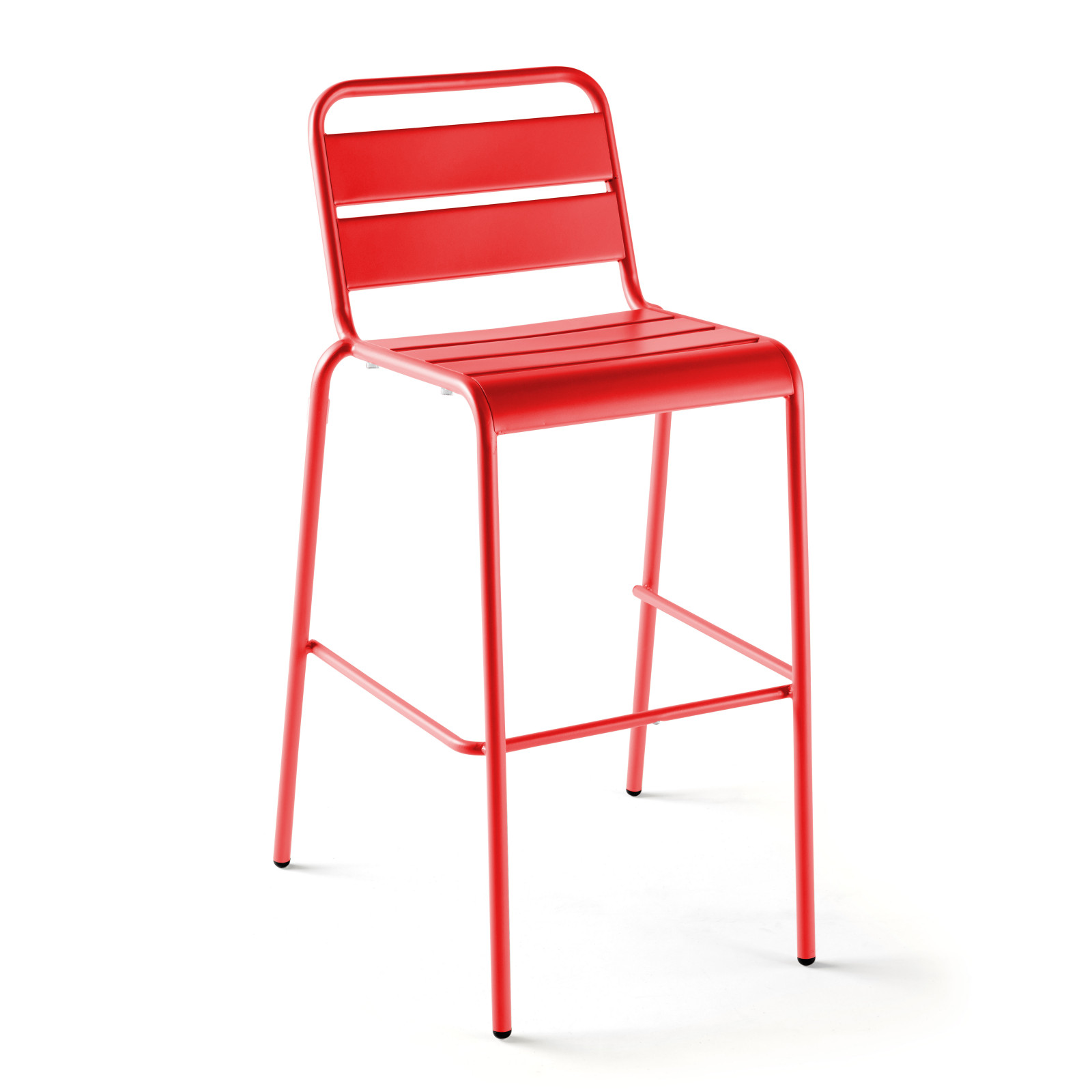 Oviala - silla alta de jardín de metal rojo