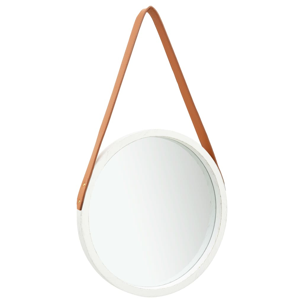 vidaXL espejo de pared con correa blanco 40 cm