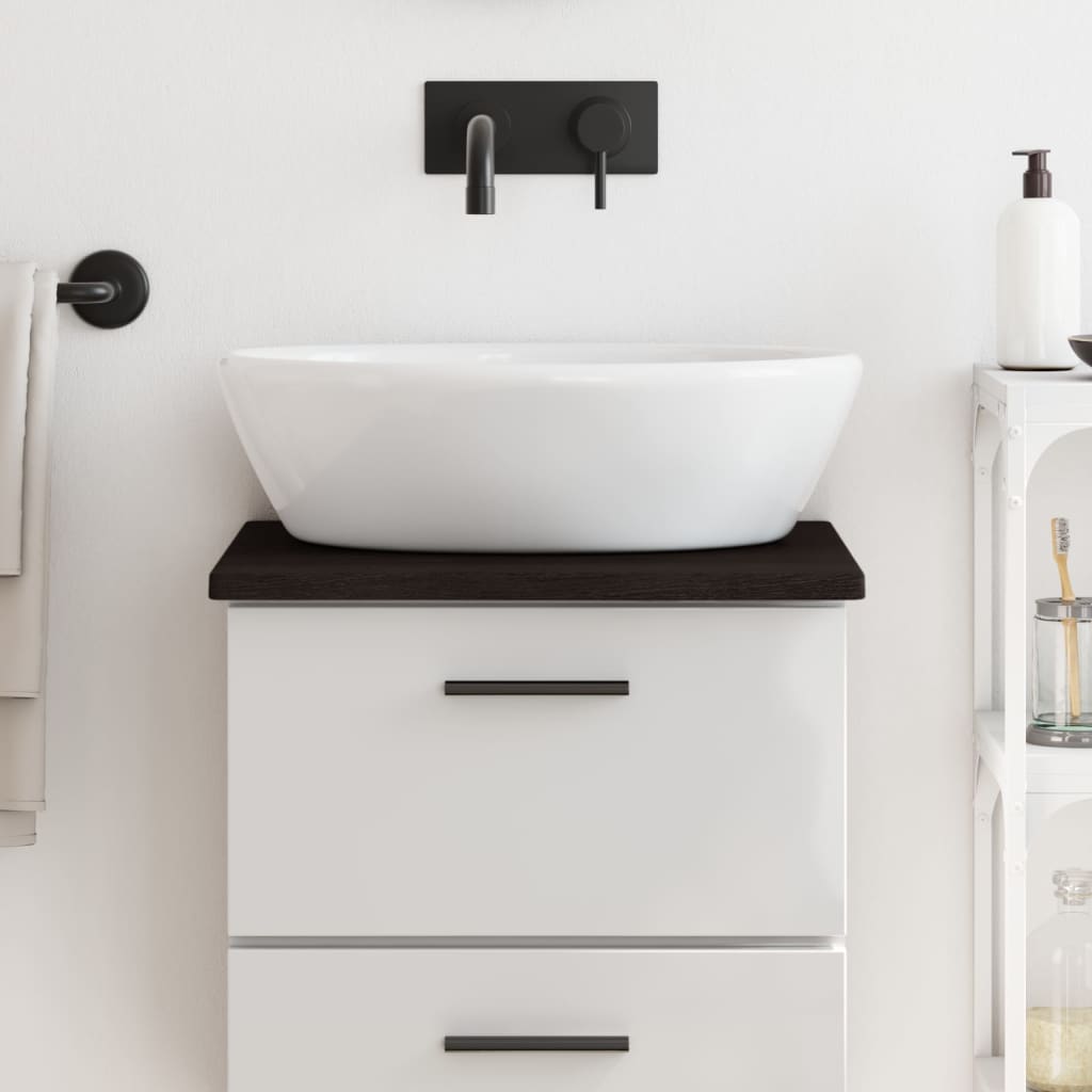 Encimera baño madera maciza tratada marrón oscuro 40x30x2 cm eerf4709