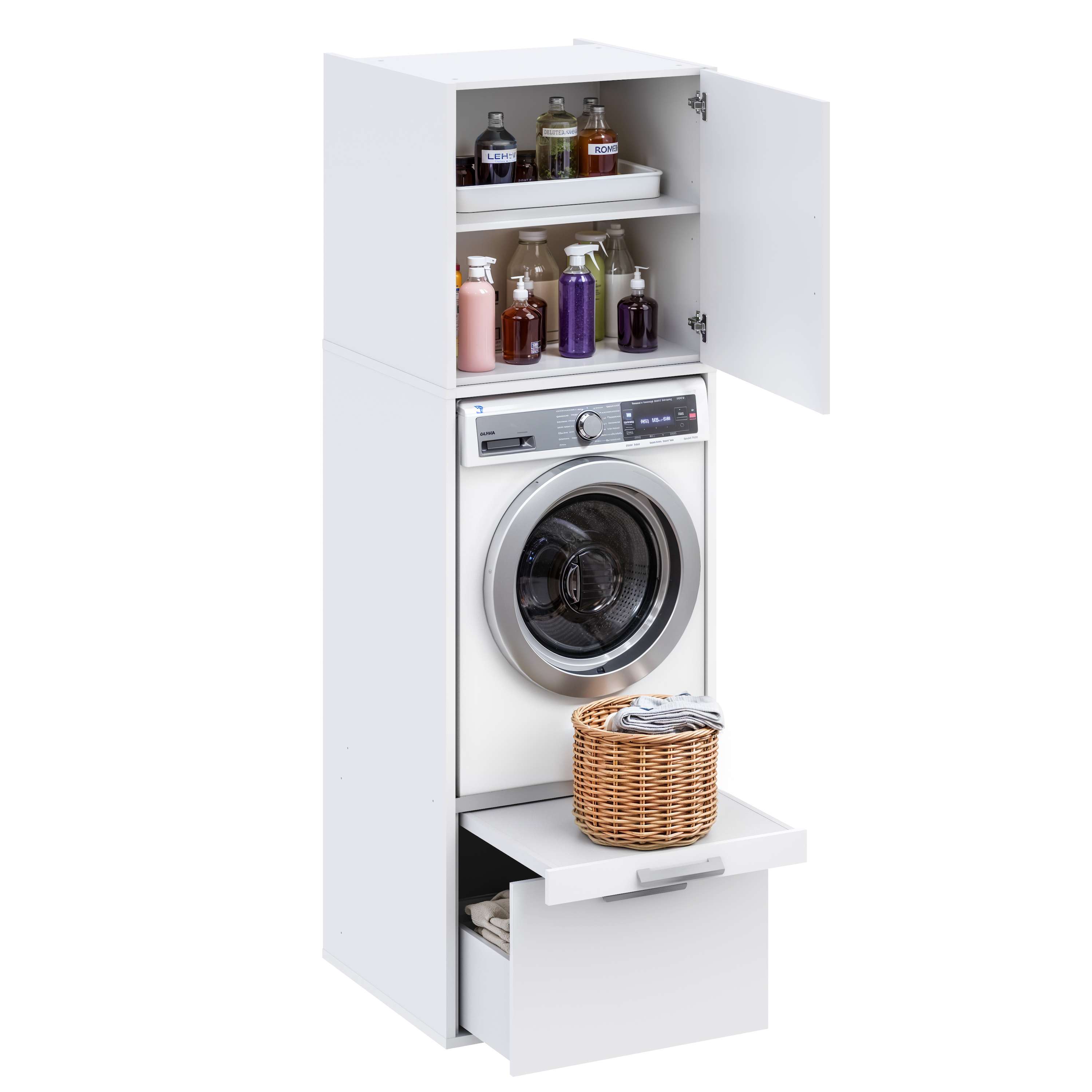 Mueble armario lavadora con mueble alto t-bath 67,2x208cm blanco