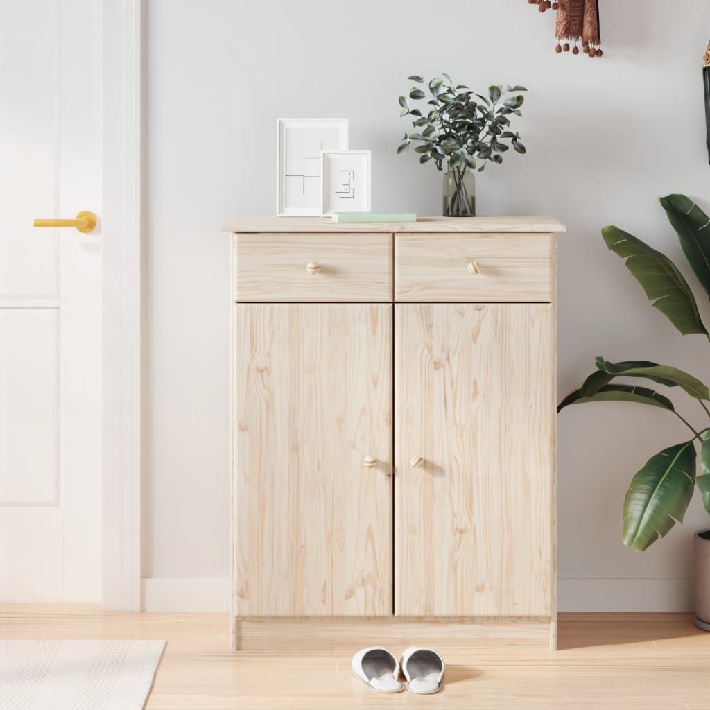 Mueble zapatero alta madera maciza de pino 77x35x96 cm esxt5638