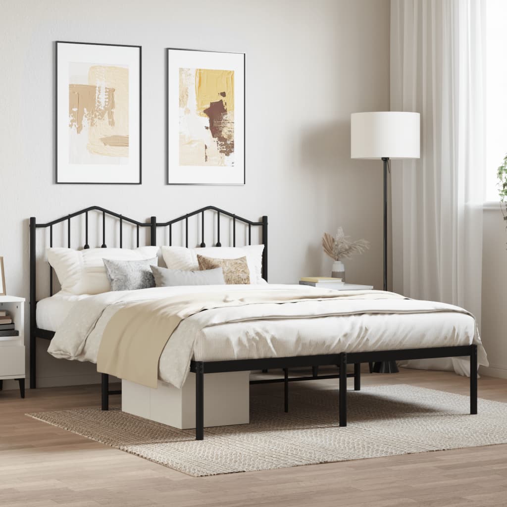 Cama sin colchón con cabecero metal negro 150x200 cm es3497