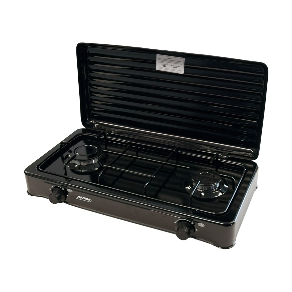 Cocina gas portátil camping, 2 quemadores, mpm kn-02/1kb negro