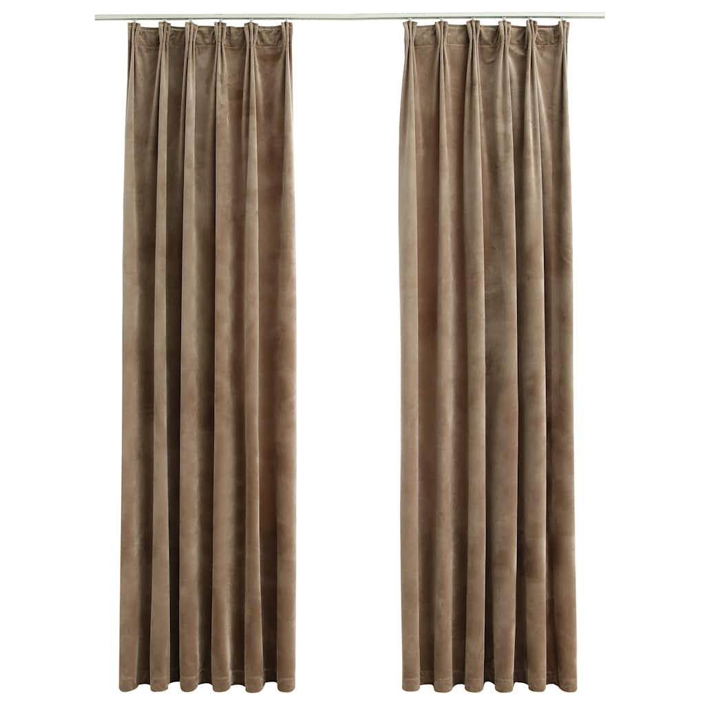 vidaXL cortinas opacas con ganchos 2 uds terciopelo beige 140x245 cm