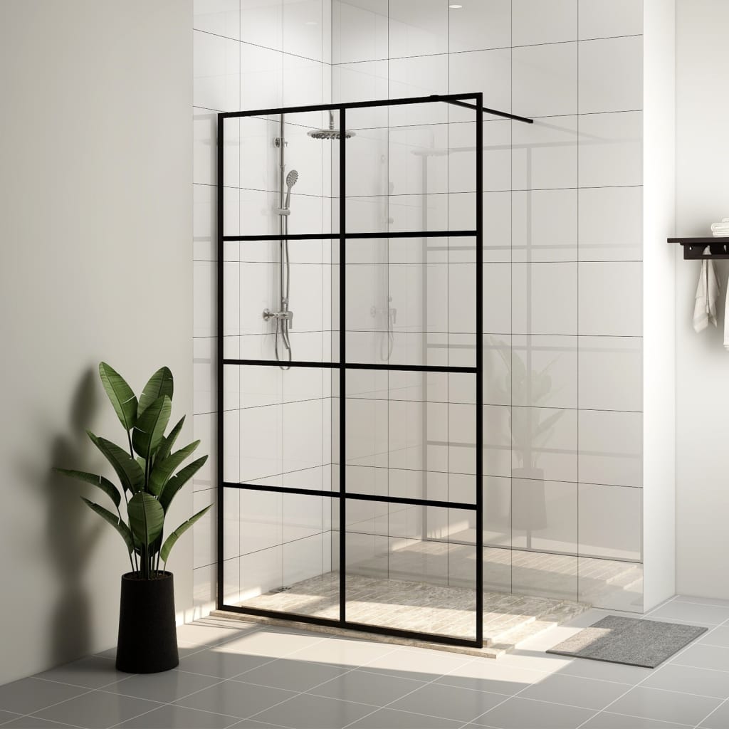 Mampara ducha accesible vidrio esg transparente negro 115x195cm