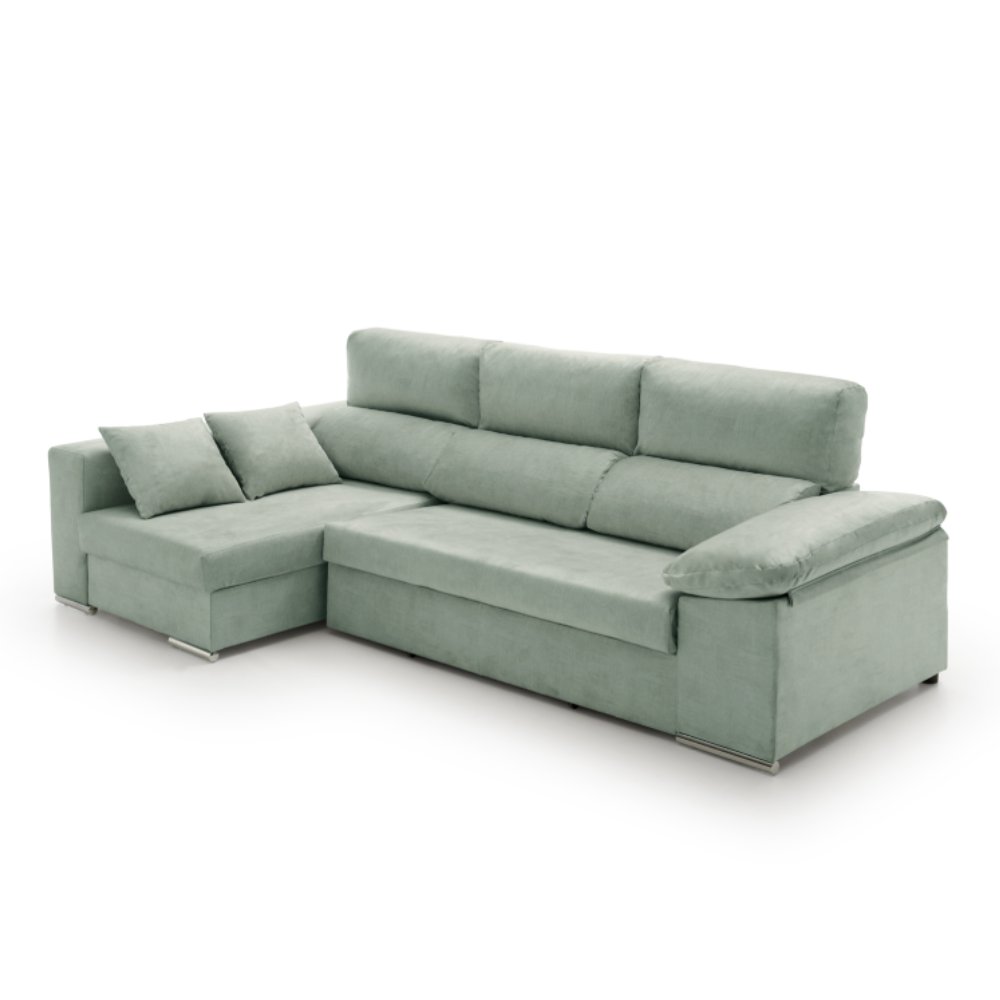 Sofa chaise longue cama con arcón giulia agua marina izquierda