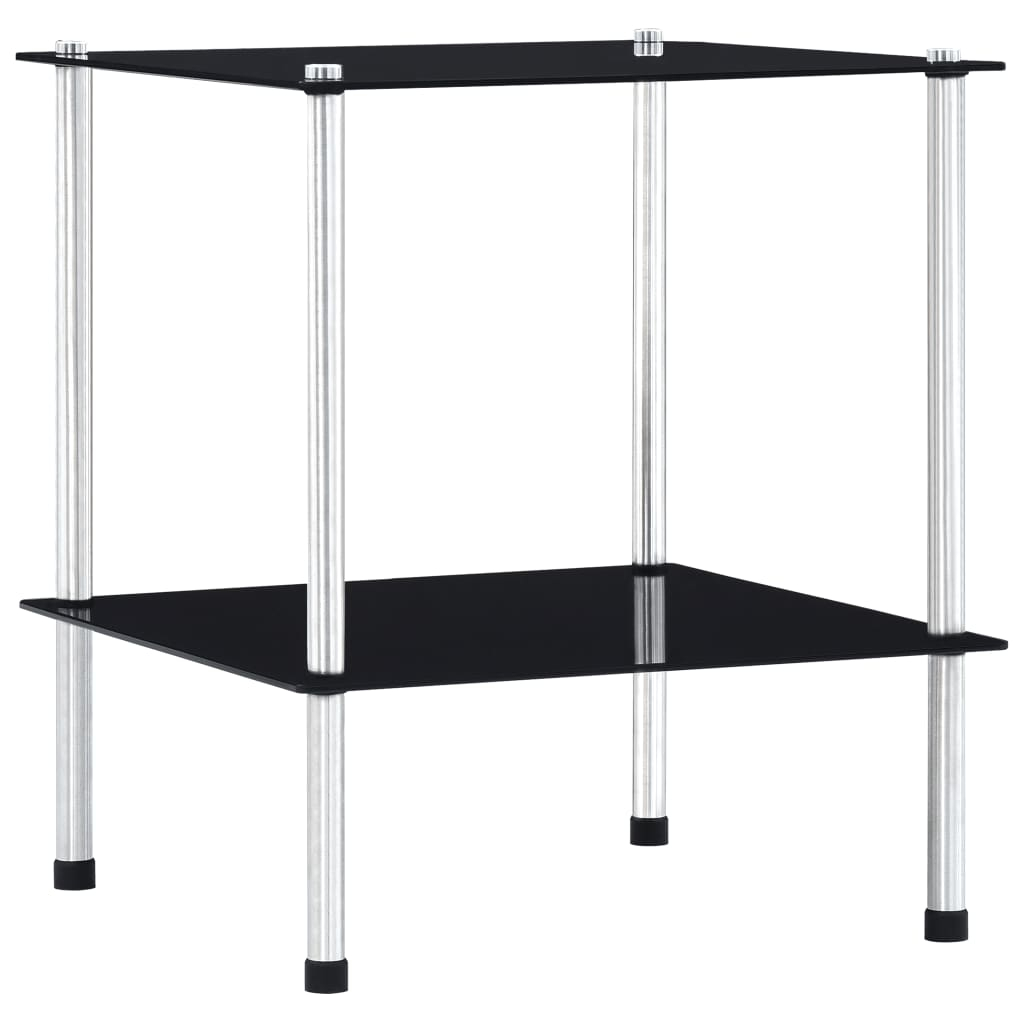 vidaXL estantería de 2 niveles vidrio templado negro 40x40x47cm