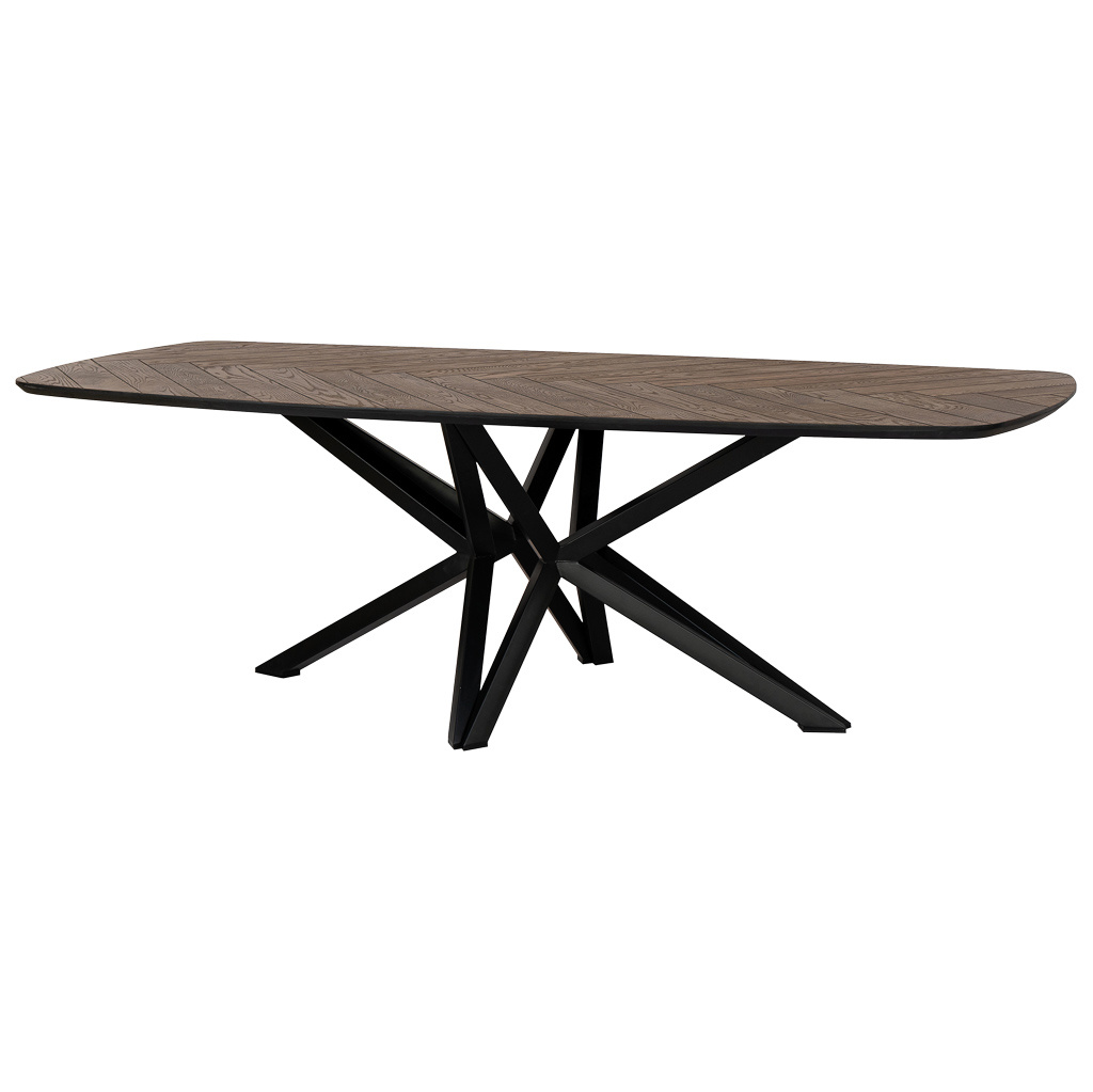 Mesa de comedor danesa de madera/dm color nogal oscuro 240x100x77