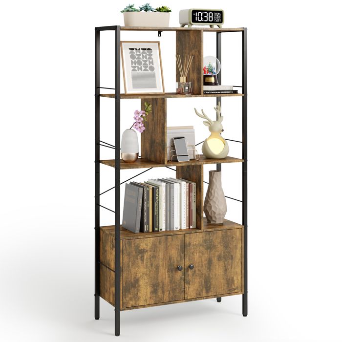 Biblioteca industrial - 2 puertas - marrón - metal - 74 x 30 x 153 cm