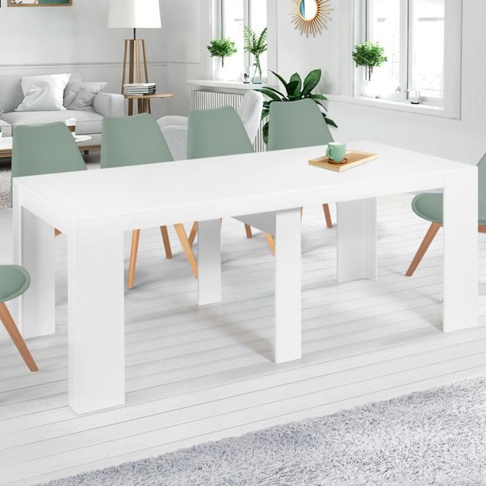 Mesa consola extensible idmarket orlando 10 personas 235 cm madera blanca