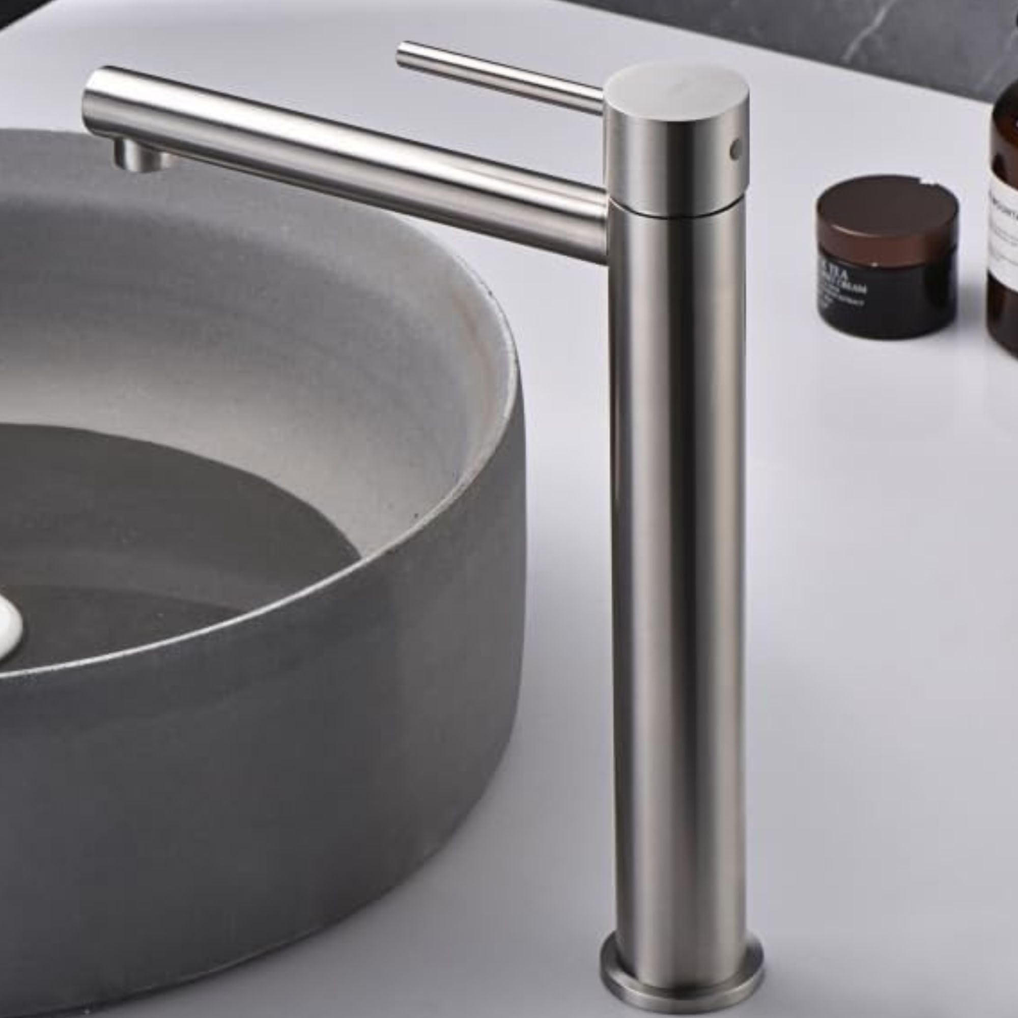Imex - grifo monomando lavabo caño alto acero s.304 serie moscú