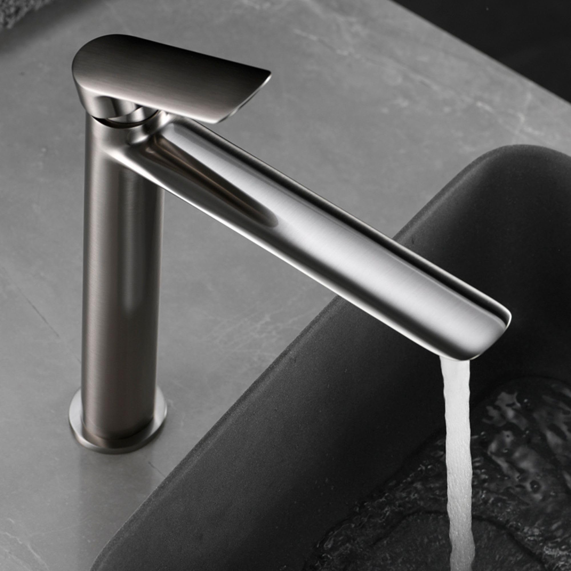 Imex - grifo monomando lavabo caño alto níquel serie ural