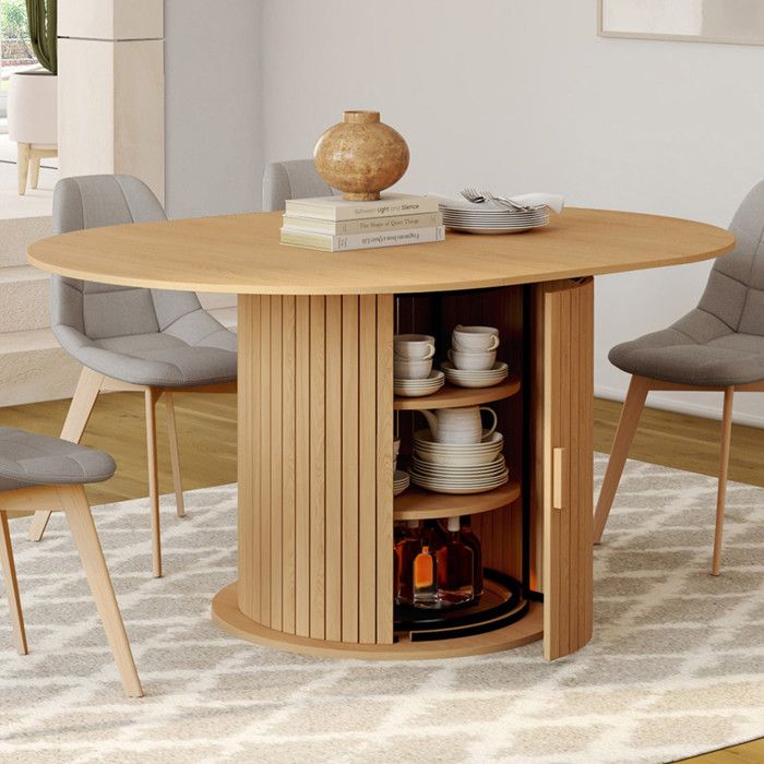 Mesa de comedor extensible redonda - madera - 110-150 cm