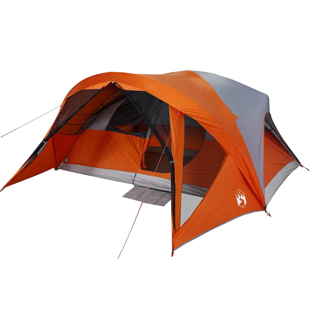vidaXL tienda de campaña familiar 6 personas impermeable gris naranja