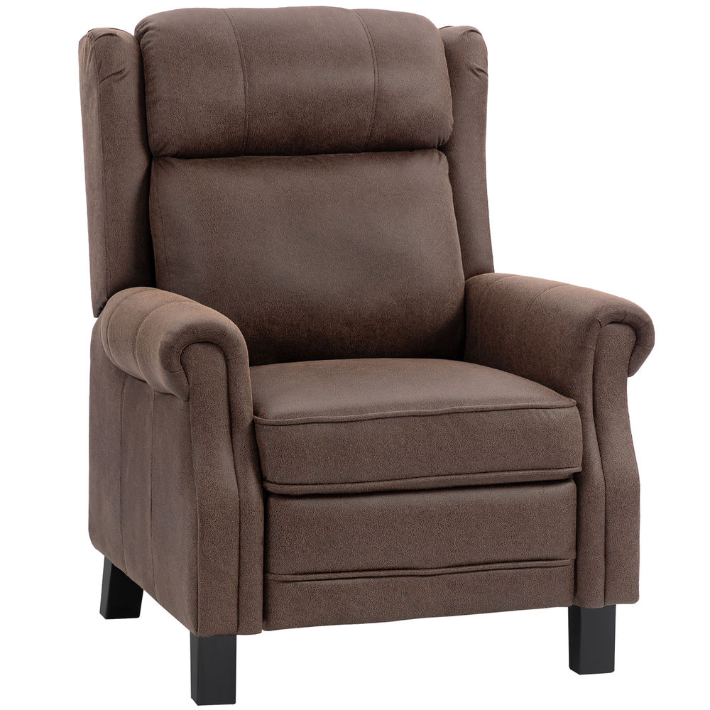 Sillón relax reclinable 84x85x104 cm cuero sintético, acero color marrón