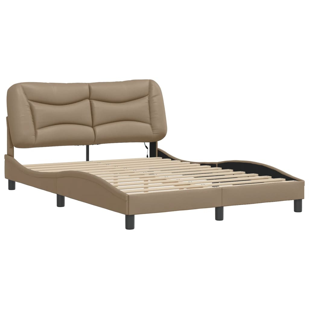 vidaXL estructura de cama con LED sin colchón hvar capuchino 140x190 cm