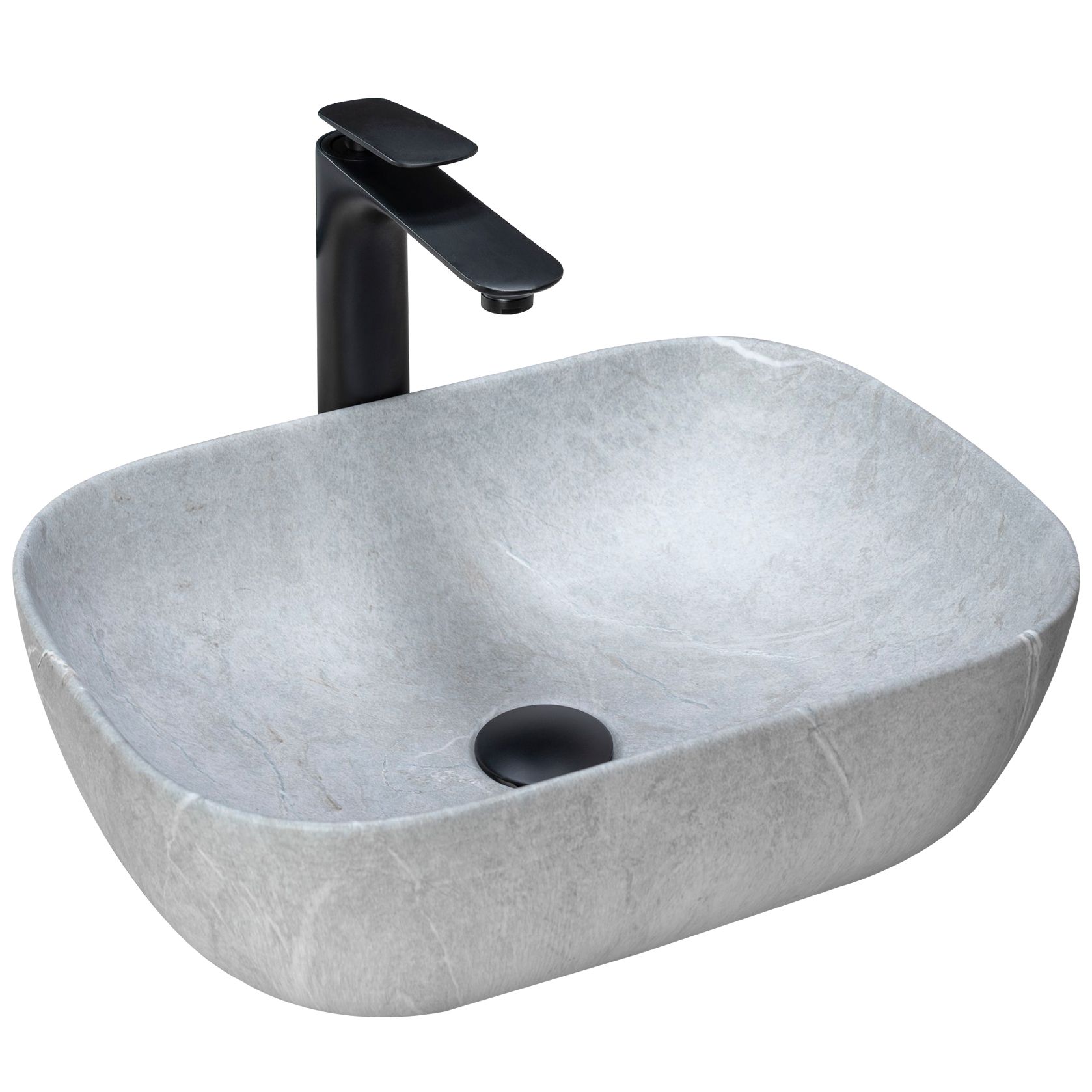 Rea lavabo sobre encimera livia grey rectangle, 46,5x33,5x13,5 cm