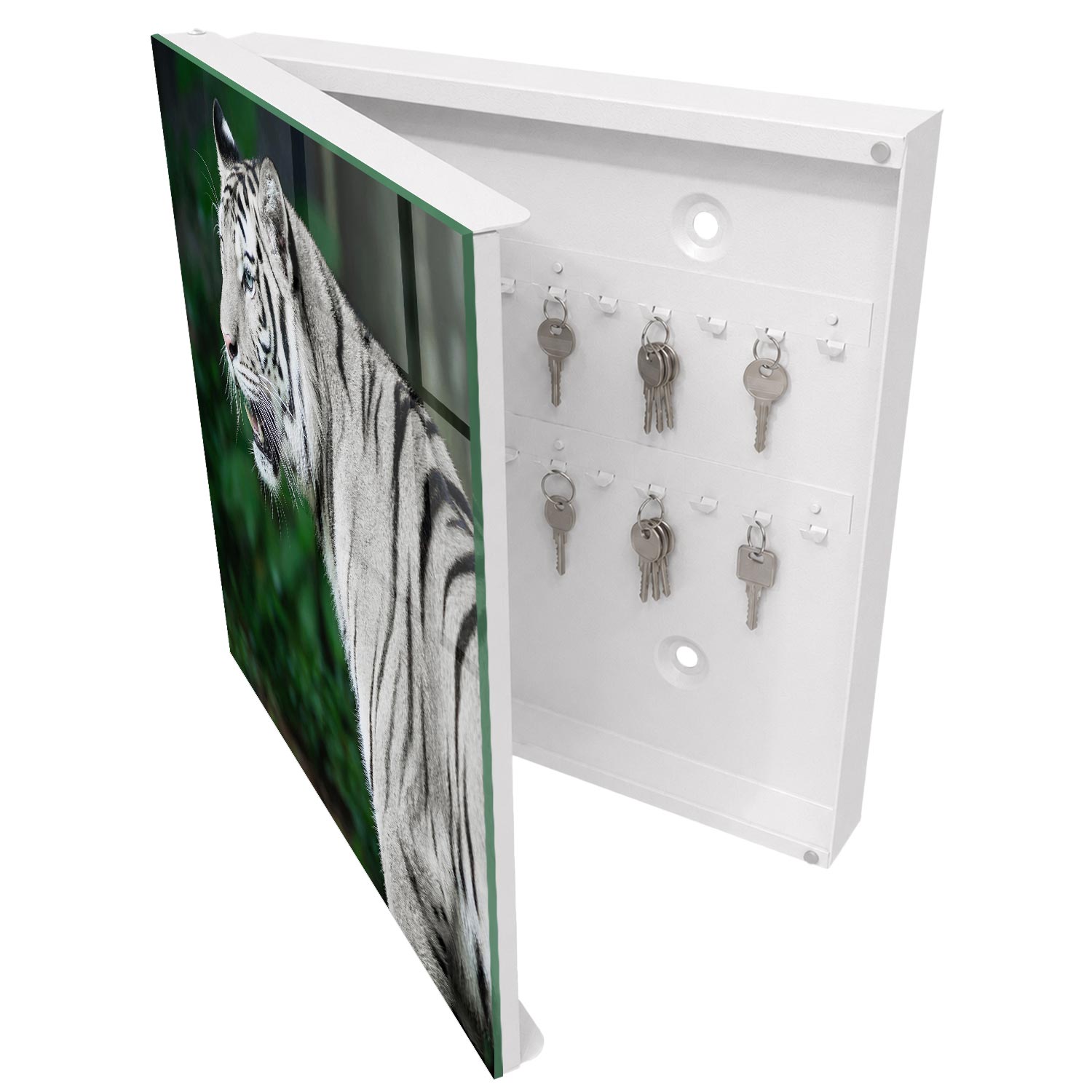 Caja de llaves 30x30x5 tigre blanco, apertura izquierda blanca