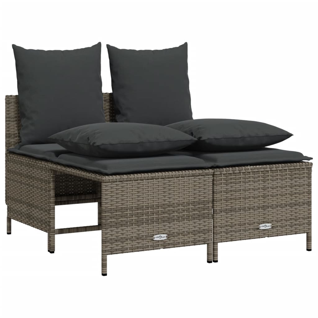 vidaXL set de sofás de jardín 4 pzas y cojines ratán sintético gris