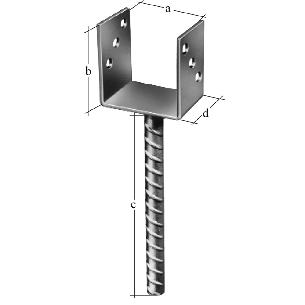 Anclaje de enterrar para poste en "u" u=75/100/60 alto: 200 mm