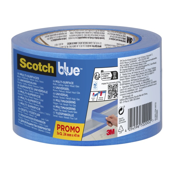 Pack de 3 cintas de pintor multisuperficie ScotchBlue 24mmx41m 3M